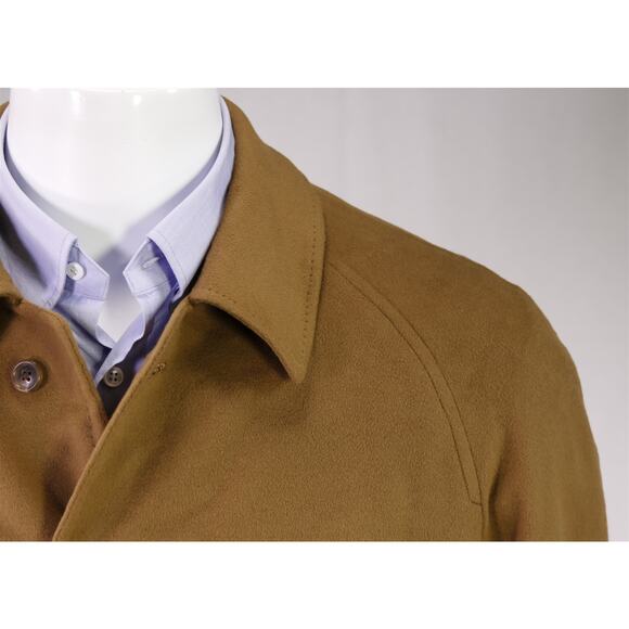 Hickey Freeman Raglan Camel Brown 100% Cashmere Top Coat Overcoat 42L - Picture 4 of 10